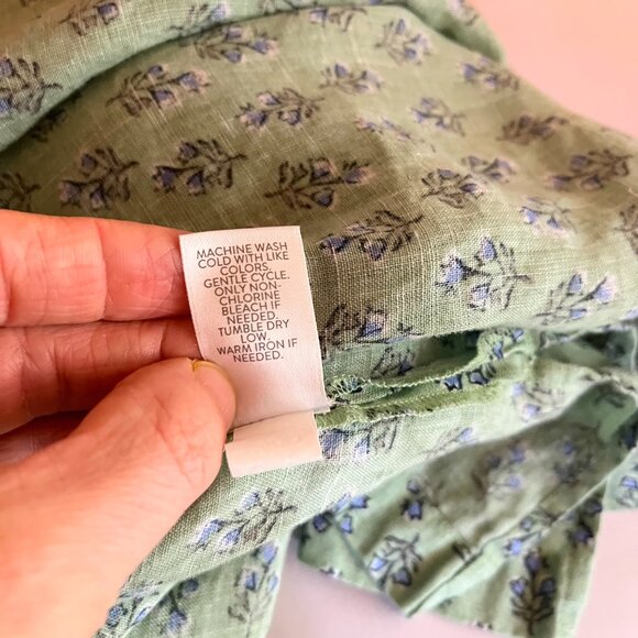 J. Jill Pure Jill Linen Size XL Sleeveless Tunic Top Green Floral Block Print - Picture 10 of 11